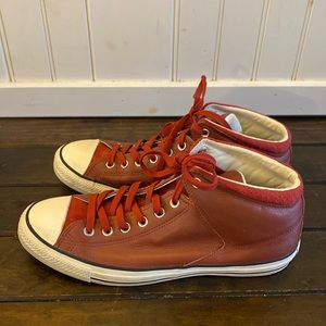 Men's Red Leather Converse Size 11